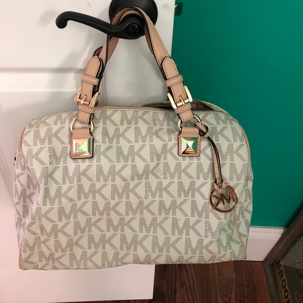Michael Kors Grayson Large White Logo Satchel